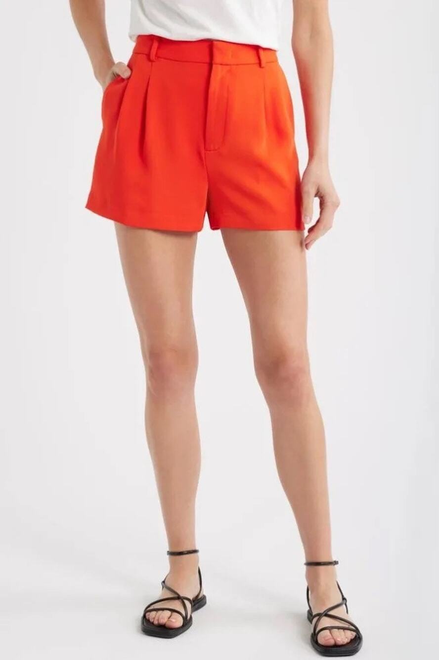 NWT MADEWELL Easy Pleated Crepe Trouser Shorts Sz 6 Bright Flame Red